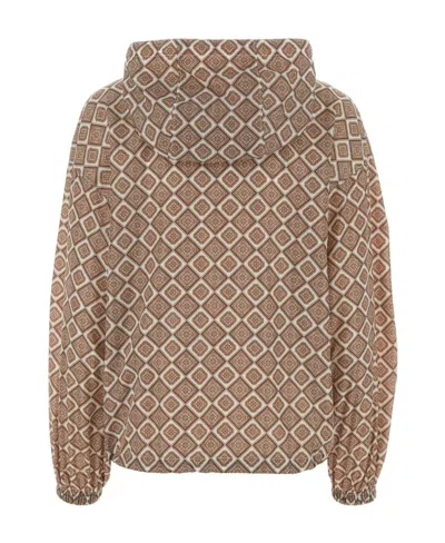 Prada Light Brown Printed Nylon Windbreaker In Bean Paste Color