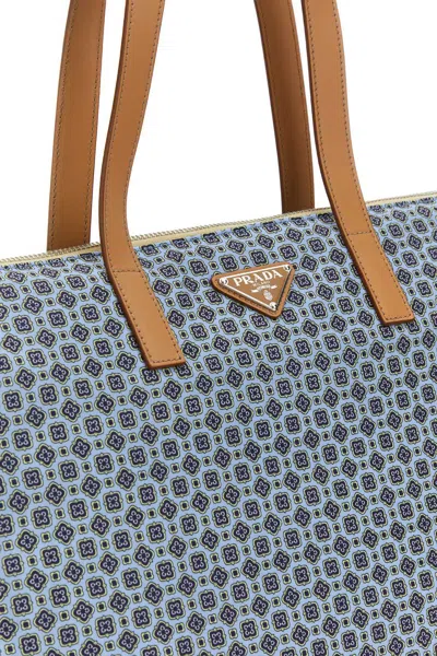 Prada Man Printed Re-nylon Shopping Bag In Multicolor