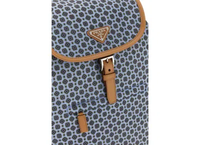 Prada Man Printed Re-nylon Backpack In Gray