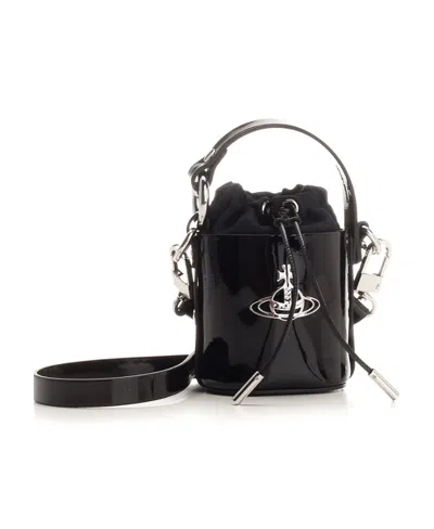 Vivienne Westwood Black Leather Daisy Bucket Bag In Black