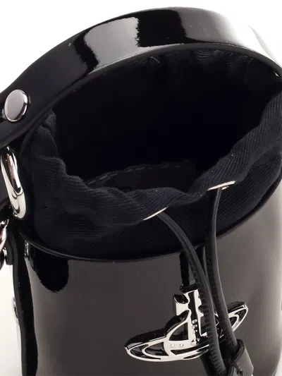 Vivienne Westwood Black Leather Daisy Bucket Bag In Black