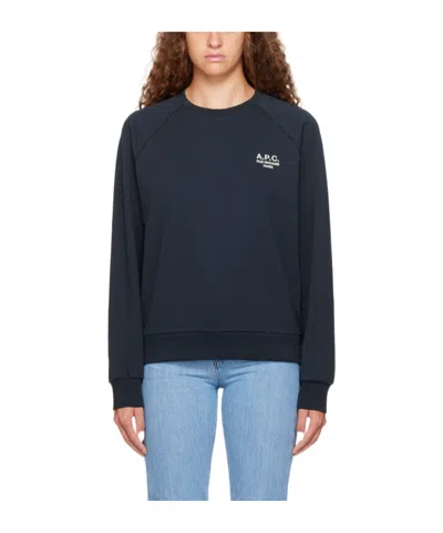 Apc A.p.c. Navy Blue Cotton Sweatshirt In Black