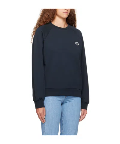 Apc A.p.c. Navy Blue Cotton Sweatshirt In Black