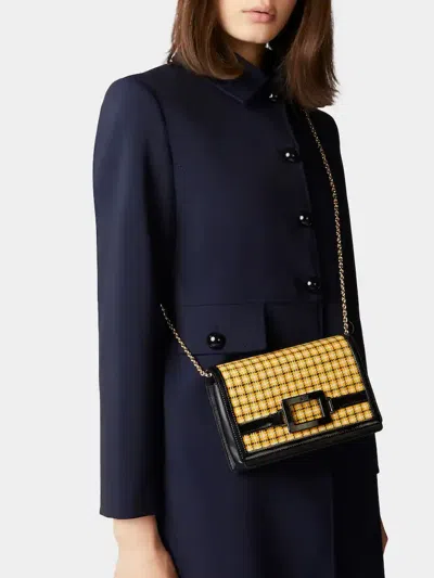 Roger Vivier Structured Tweed Shoulder Bag In Black