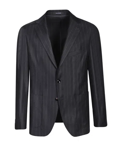 Tagliatore Pinstripe Grey Suit In Black