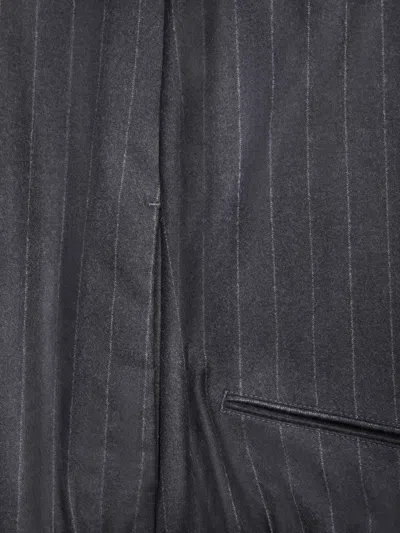 Tagliatore Pinstripe Grey Suit In Black