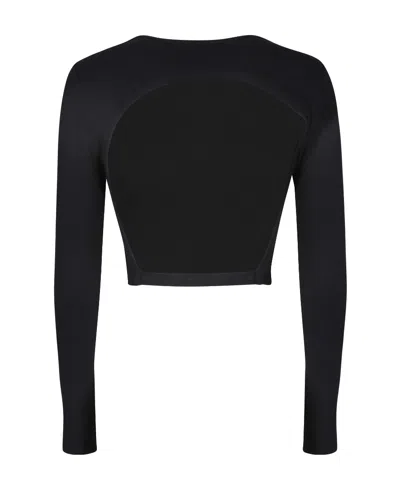 Msgm Cropped Black T-shirt In Black