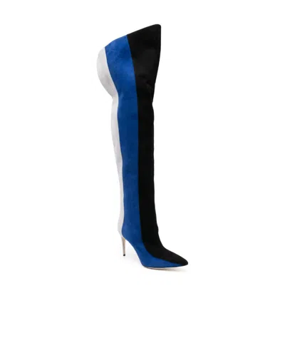 Manolo Blahnik Chicuyuhi 85mm Suede Thigh High Boots In Multi