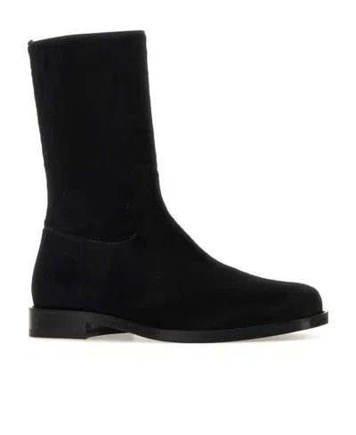 Dries Van Noten Calfhair Block Heel Ankle Boots In Black