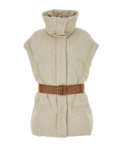 Khrisjoy Piumino New Iconic Smanicato In Maglia Sabbia Donna In Nude