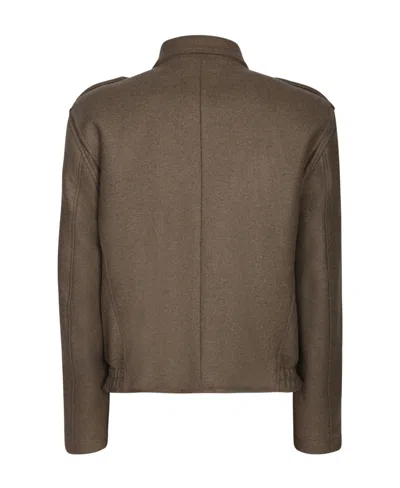Dsquared2 Army Green Wool-blend Jacket In Brown