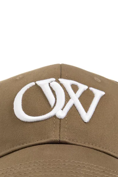 Off-white Ow-embroidered Cap In Brown