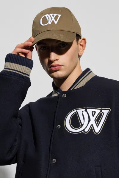 Off-white Ow-embroidered Cap In Brown