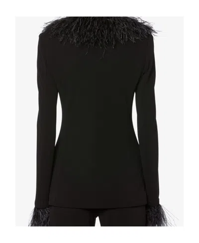 Alberta Ferretti Goose-feather Trim Button-up Jacket In Black