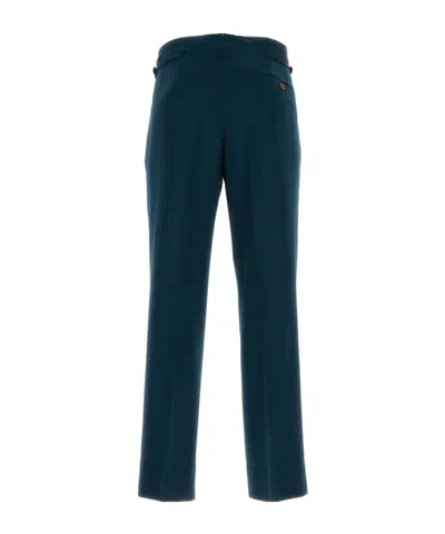 Vivienne Westwood Pantalone Sang In Lana Petrolio Uomo In Blue
