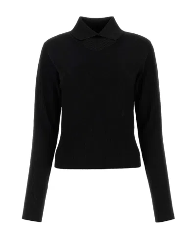 Jil Sander Maglione In Misto Lana Nera Donna In Black
