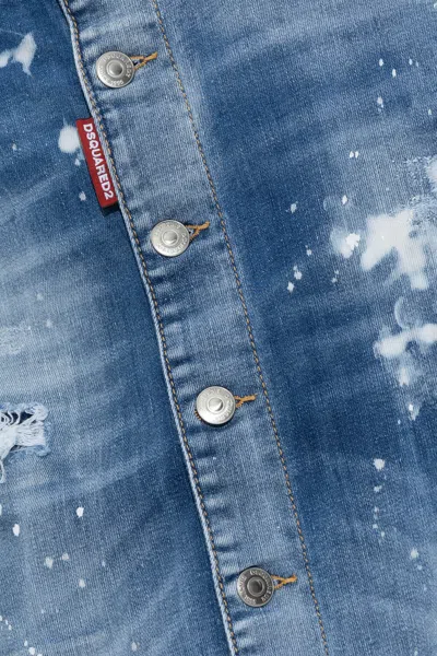 Dsquared2 Distressed-effect Denim Midi Skirt In Blue