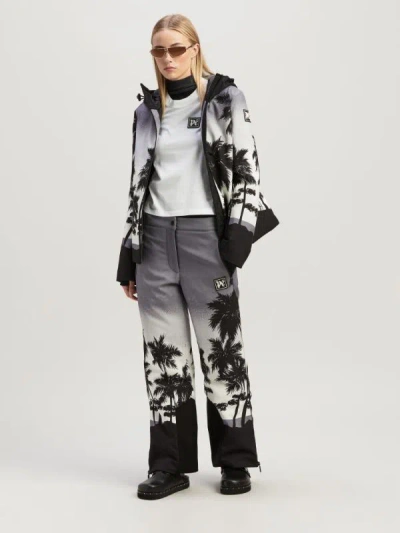 Palm Angels Printed Polyester Palm Ski Jacket In Gray