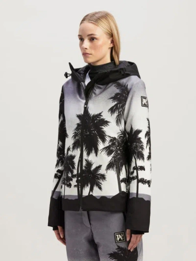 Palm Angels Printed Polyester Palm Ski Jacket In Gray