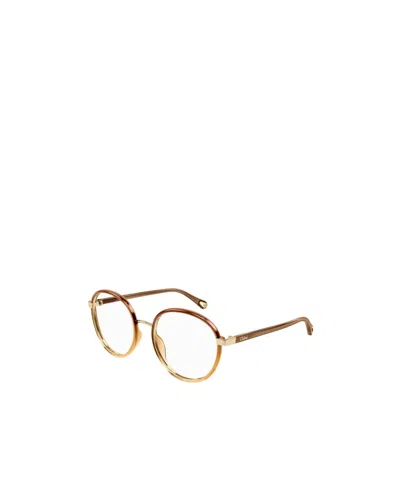 Chloé Round Frame Flat Mirror In Brown