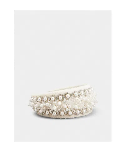 Roger Vivier Rv Embroidered Wool Hairband In White