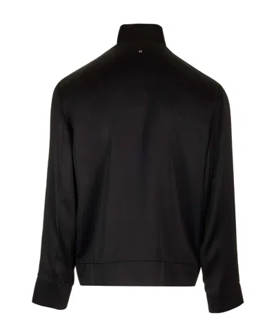 Valentino Satin Neck Sweatshirt With Zip Pockets In Black