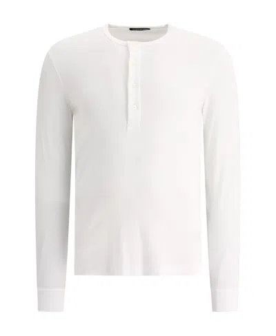 Tom Ford White Stretch-cotton Round-neck Henley T-shirt