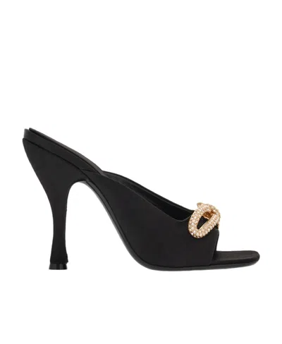 Ferragamo Elegant Satin Flats With 10.5 Cm Heel For Women In Black
