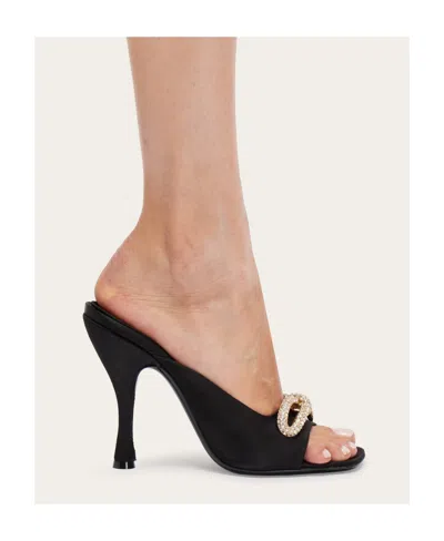 Ferragamo Elegant Satin Flats With 10.5 Cm Heel For Women In Black