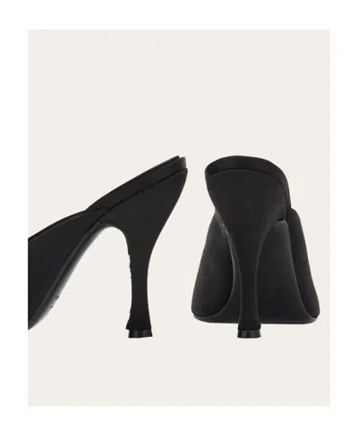 Ferragamo Elegant Satin Flats With 10.5 Cm Heel For Women In Black