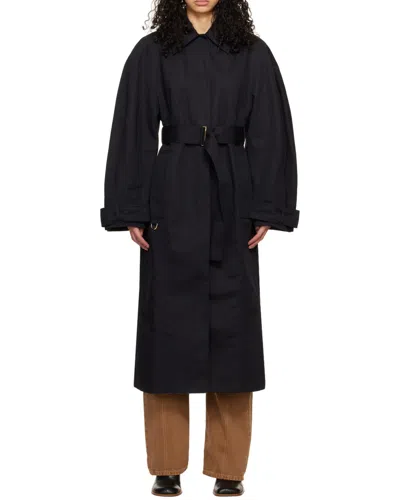 Jacquemus Le Manteau Bari Wool Belt Coat In Black