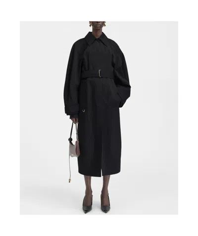 Jacquemus Le Manteau Bari Wool Belt Coat In Black