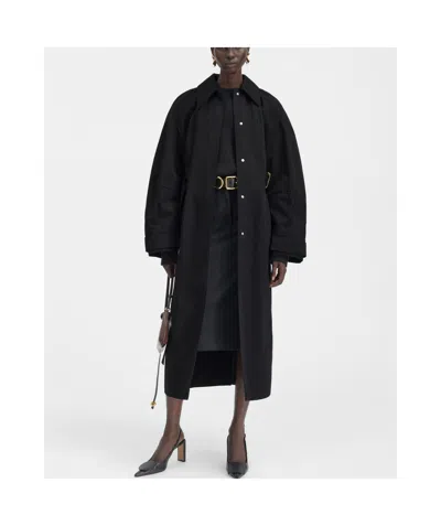 Jacquemus Le Manteau Bari Wool Belt Coat In Black
