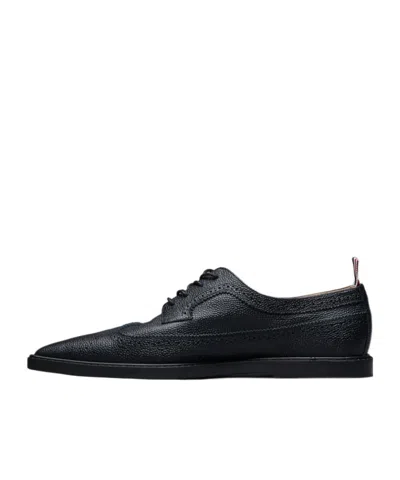 Thom Browne Pointed-toe Leather Brogues, Black In Black