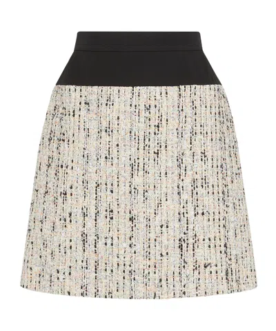 Alexander Mcqueen Textured Tweed Skirt With Contrasting Waistband In White