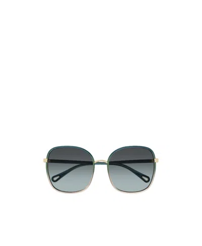 Chloé Box Logo Sunglasses In Green | ModeSens