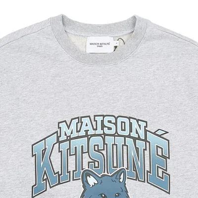Maison Kitsuné Maison Kitsune Crew Neck Sweatshirt With Campus Fox Print In Gray