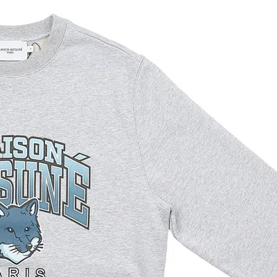 Maison Kitsuné Maison Kitsune Crew Neck Sweatshirt With Campus Fox Print In Gray