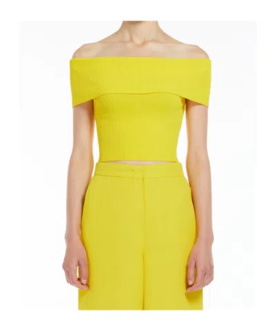 Max Mara Off-the-shoulder Sweater In Yellow