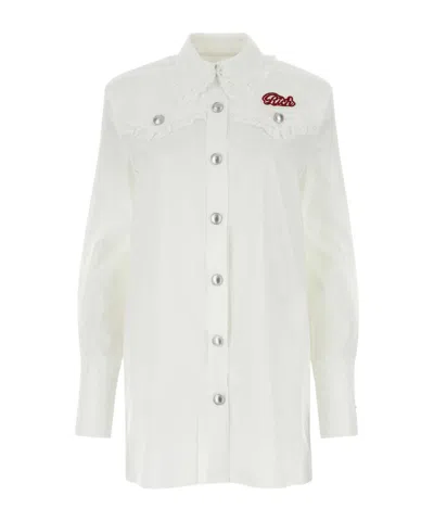 Alessandra Rich Logo Patch Mini Dress In White