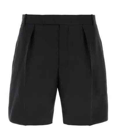 Alexander Mcqueen Men Black Wool Blend Bermuda Shorts In Black