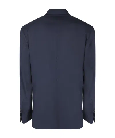 Lardini Double-breasted Blue Jacket In Black