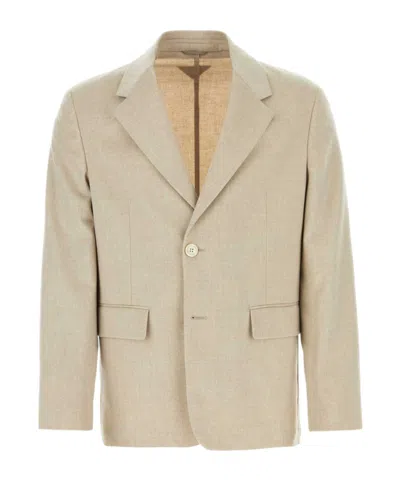 Prada Cashmere Blazer With Notch Lapels And Back Vent For A Polished Look In Snow White