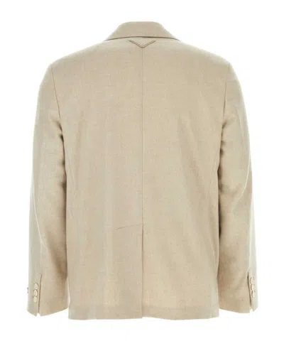 Prada Cashmere Blazer With Notch Lapels And Back Vent For A Polished Look In Snow White