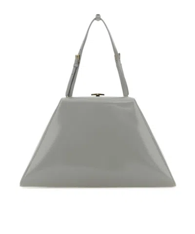 Prada Light Grey Leather Handbag 34cm Mini In Cloud Ash