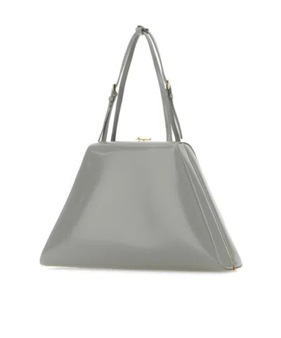 Prada Light Grey Leather Handbag 34cm Mini In Cloud Ash