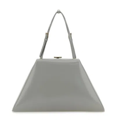 Prada Light Grey Leather Handbag 34cm Mini In Cloud Ash