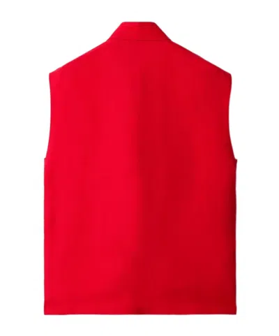 Burberry Half-zip Canvas Tank Top In Red