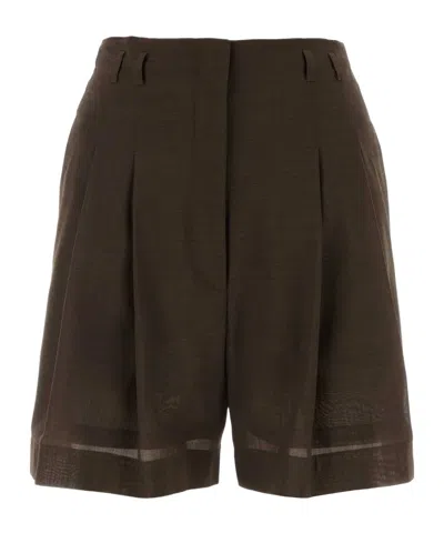 Philosophy Di Lorenzo Serafini Wool Blend Shorts With Belt Loops And Cuffed Hem In Black