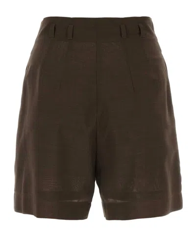 Philosophy Di Lorenzo Serafini Wool Blend Shorts With Belt Loops And Cuffed Hem In Black